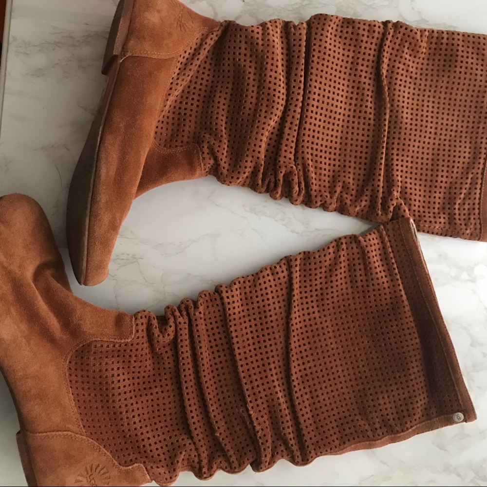 UGG Taupe Abilene Suede Slouch Boots Size